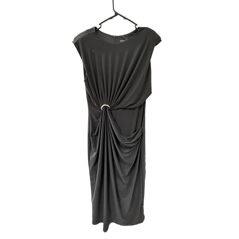 💰BOGO💰 New WHBM Black Long Cap Sleeve Dress with Gathered Side sz M